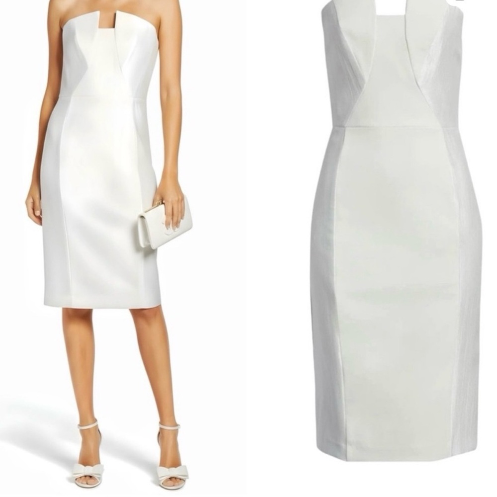 Black Halo White Strapless Sheath Dress - Picture 2 of 2